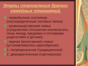 Этапы семейных отношений