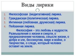 Как называется разновидность лирики в основе которой изображение картин природы