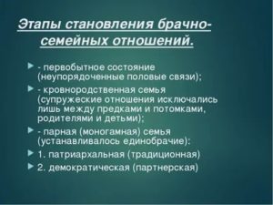 Этапы семейных отношений