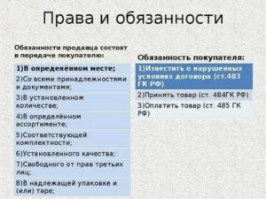 Обязанности продавца по договору купли продажи схема